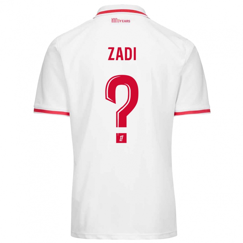 Kandiny Niño Camiseta Alain Zadi #0 Blanco Rojo 1ª Equipación 2024/25 La Camisa Chile