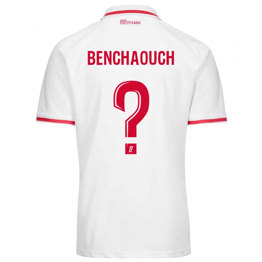 Kandiny Niño Camiseta Yanis Benchaouch #0 Blanco Rojo 1ª Equipación 2024/25 La Camisa Chile