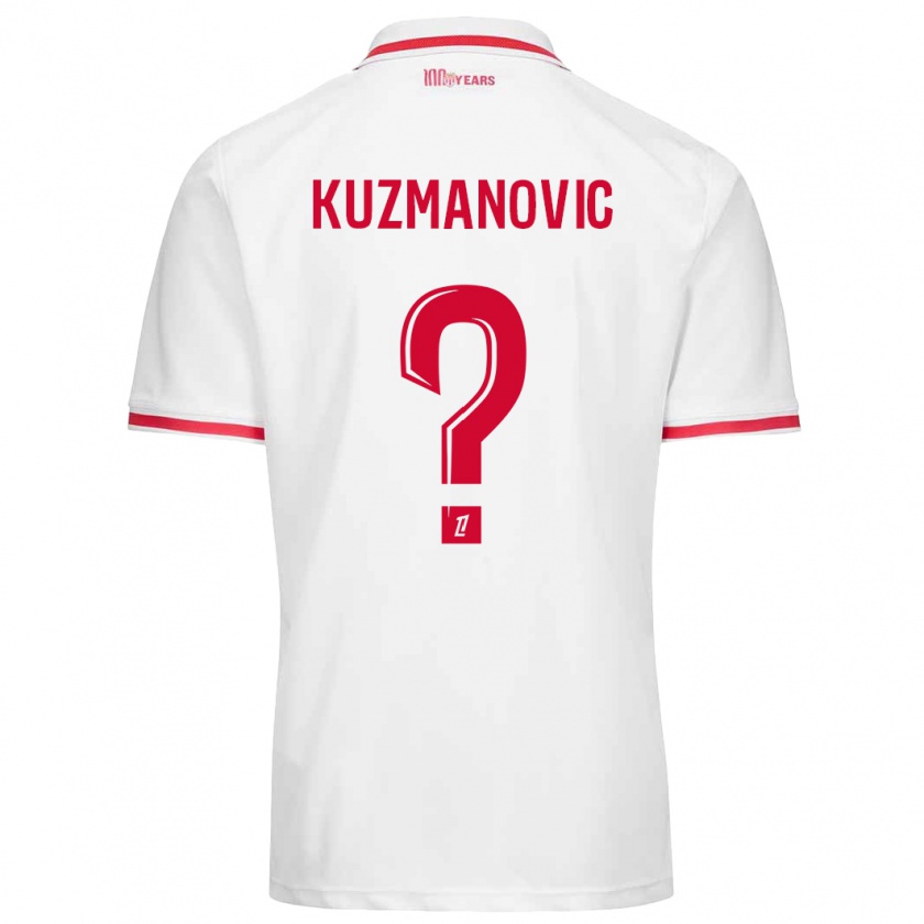 Kandiny Niño Camiseta Dejan Kuzmanovic #0 Blanco Rojo 1ª Equipación 2024/25 La Camisa Chile