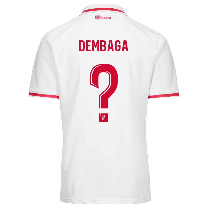 Kandiny Niño Camiseta Boubakar Dembaga #0 Blanco Rojo 1ª Equipación 2024/25 La Camisa Chile