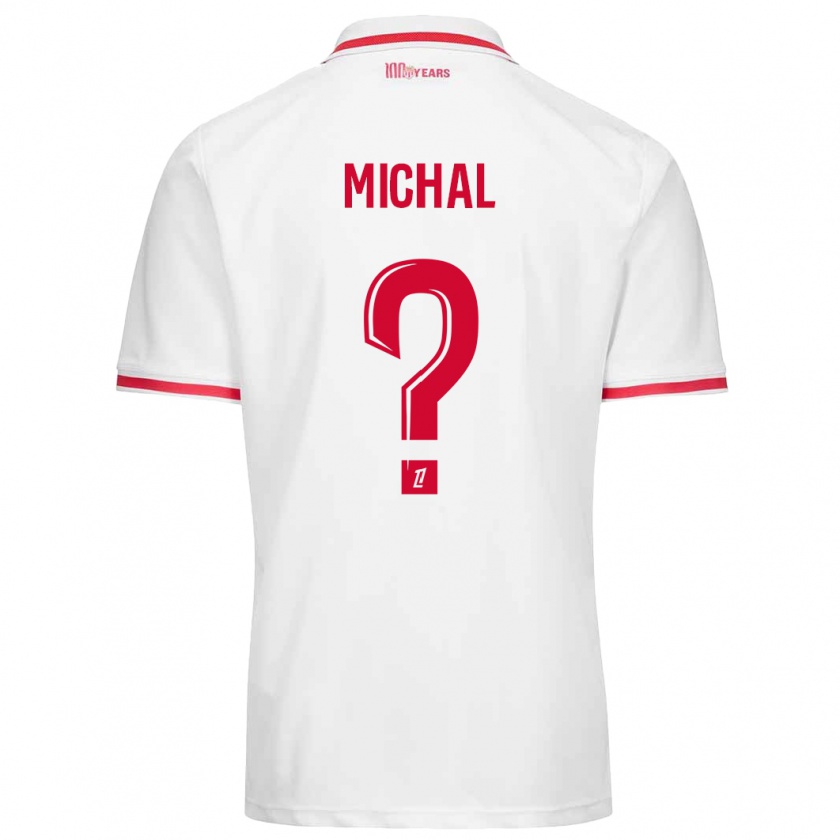 Kandiny Niño Camiseta Lucas Michal #0 Blanco Rojo 1ª Equipación 2024/25 La Camisa Chile