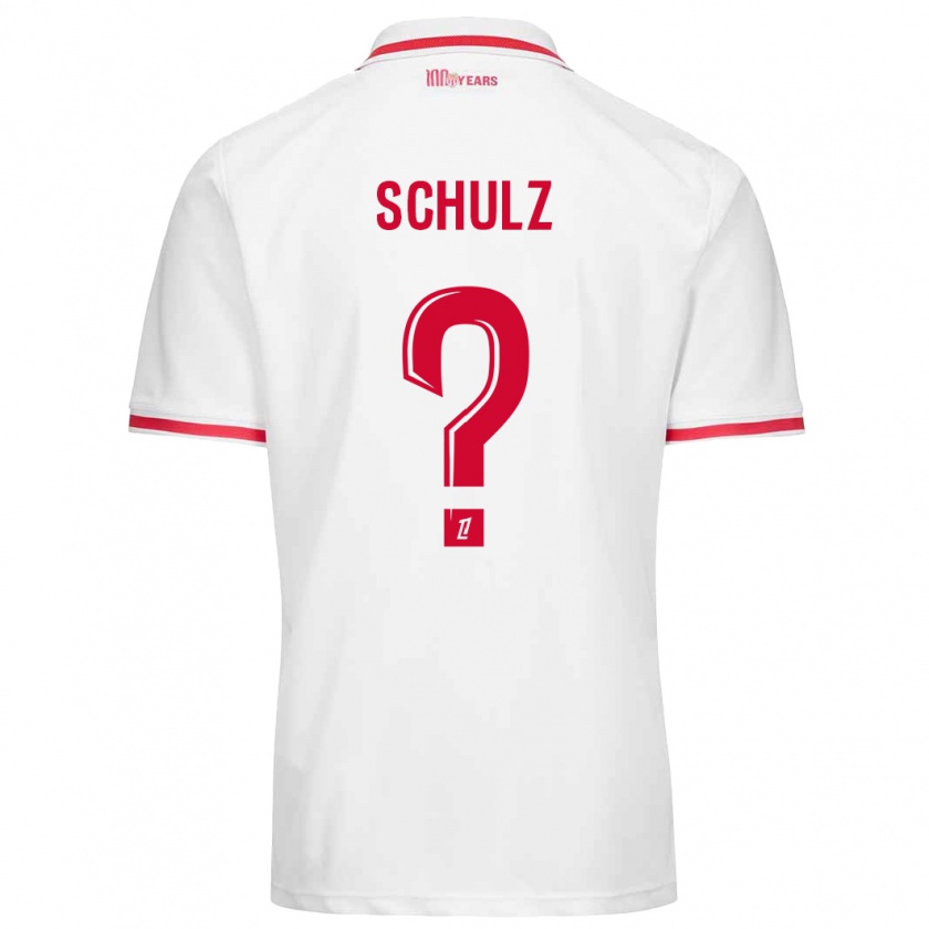 Kandiny Niño Camiseta Ethan Schulz #0 Blanco Rojo 1ª Equipación 2024/25 La Camisa Chile