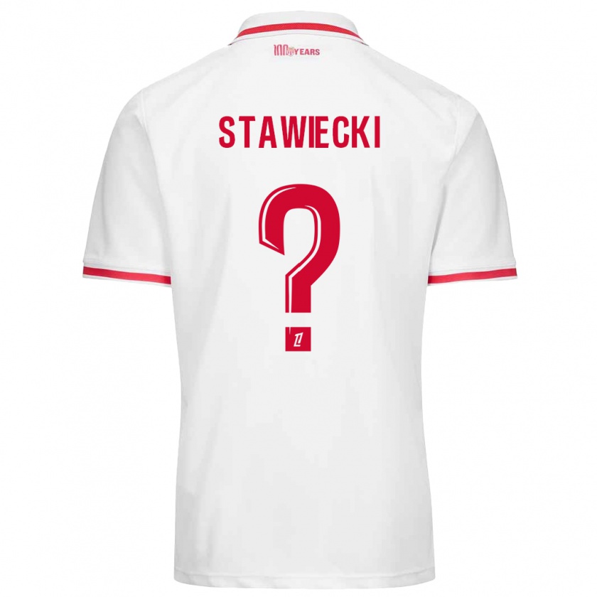 Kandiny Niño Camiseta Jules Stawiecki #0 Blanco Rojo 1ª Equipación 2024/25 La Camisa Chile