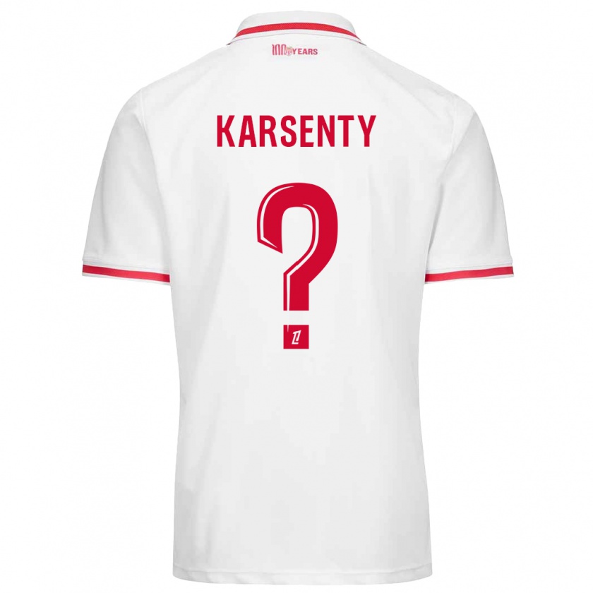 Kandiny Niño Camiseta Kylian Karsenty #0 Blanco Rojo 1ª Equipación 2024/25 La Camisa Chile