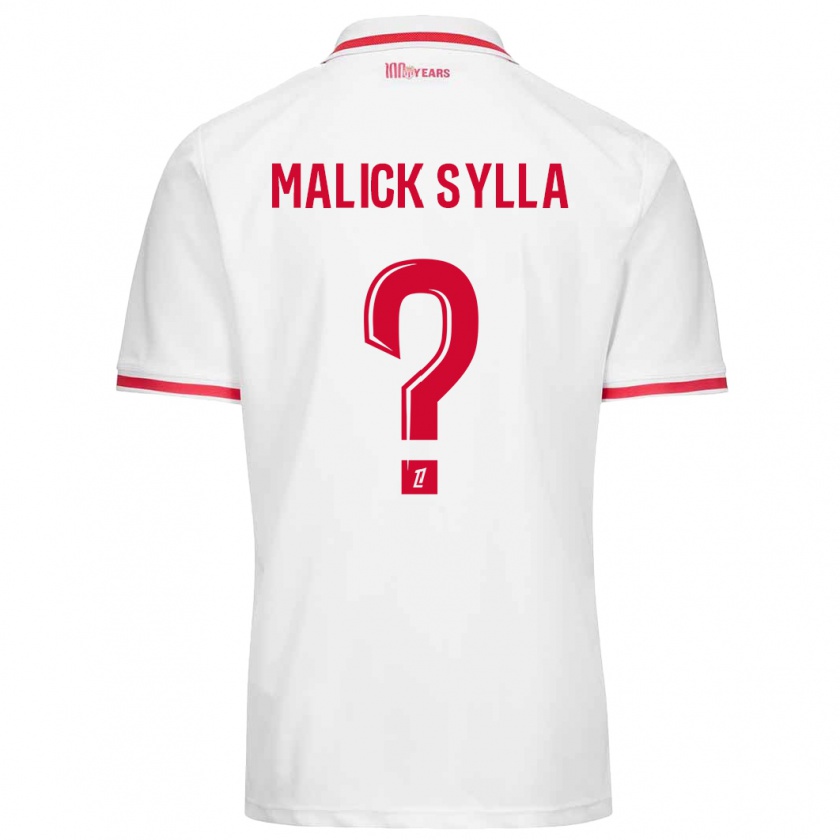 Kandiny Niño Camiseta Malick Sylla #0 Blanco Rojo 1ª Equipación 2024/25 La Camisa Chile