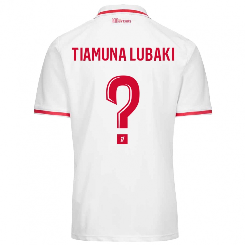 Kandiny Niño Camiseta Loïc Tiamuna Lubaki #0 Blanco Rojo 1ª Equipación 2024/25 La Camisa Chile