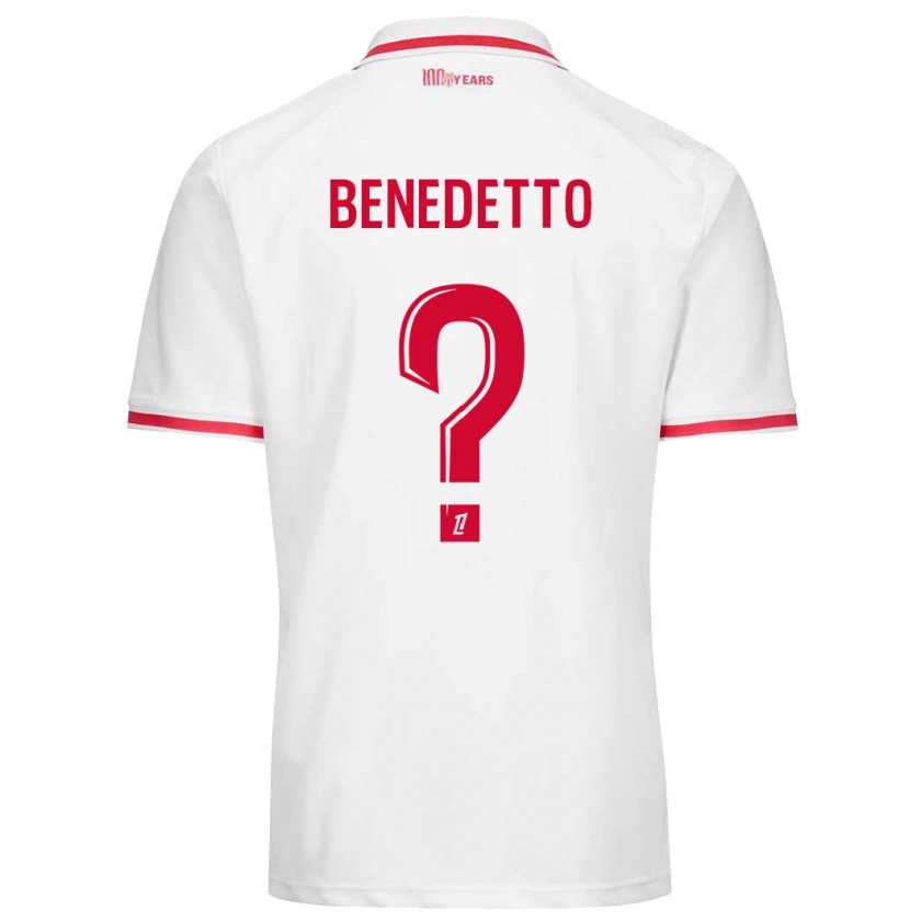 Kandiny Niño Camiseta Antéo Benedetto #0 Blanco Rojo 1ª Equipación 2024/25 La Camisa Chile