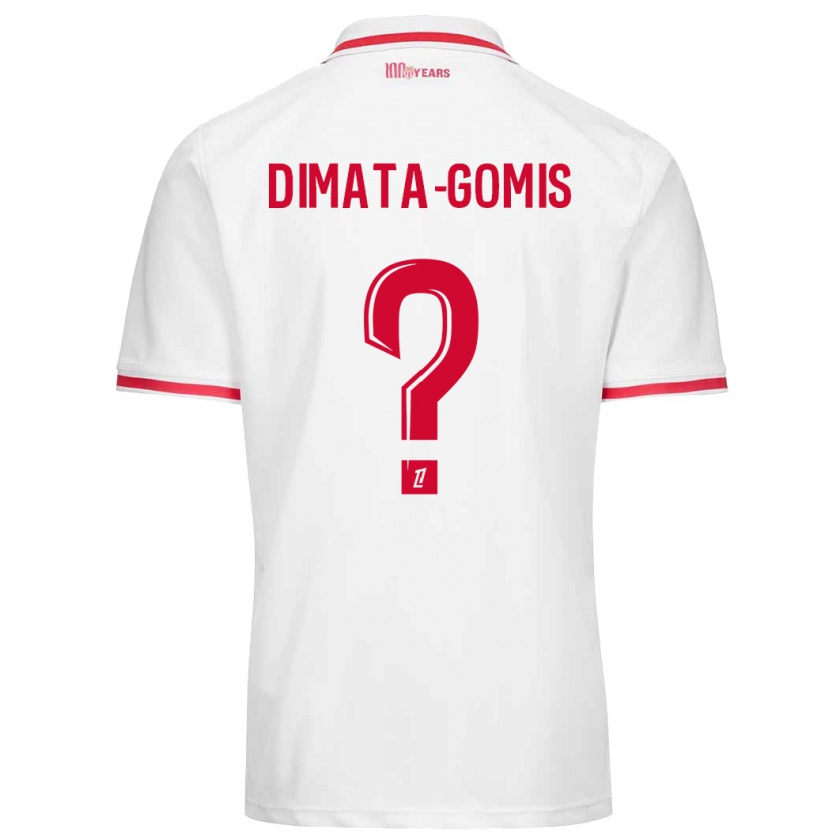 Kandiny Niño Camiseta Kamron Dimata-Gomis #0 Blanco Rojo 1ª Equipación 2024/25 La Camisa Chile