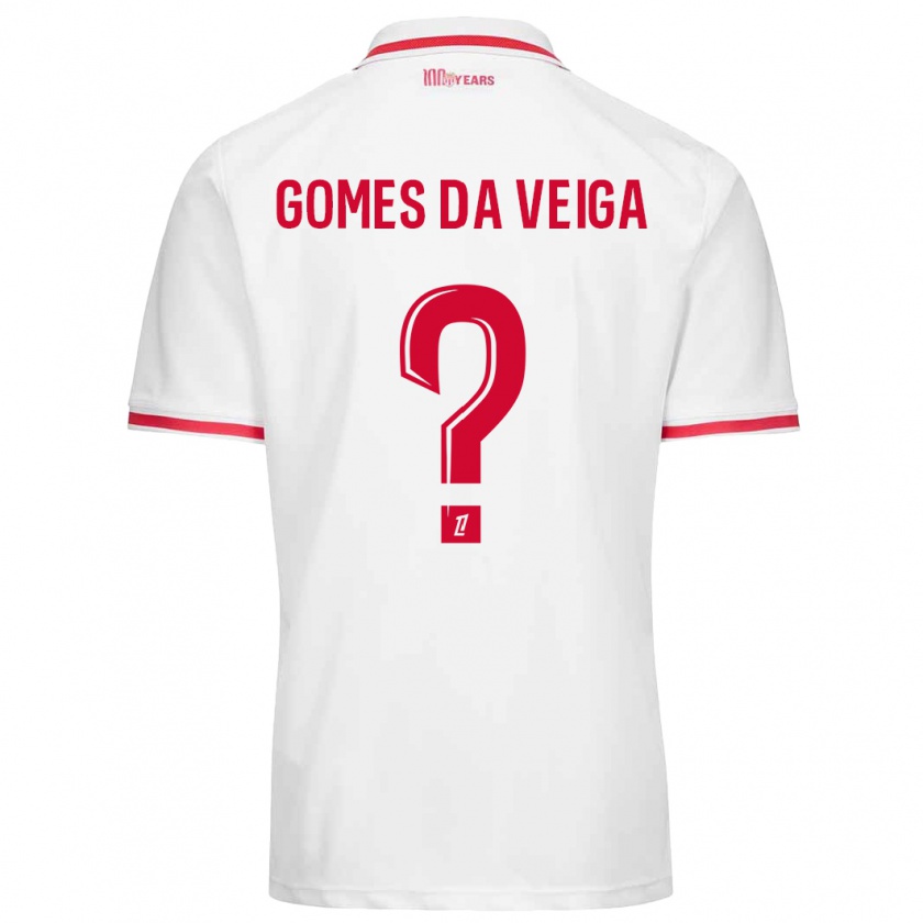 Kandiny Niño Camiseta Melvin Gomes Da Veiga #0 Blanco Rojo 1ª Equipación 2024/25 La Camisa Chile