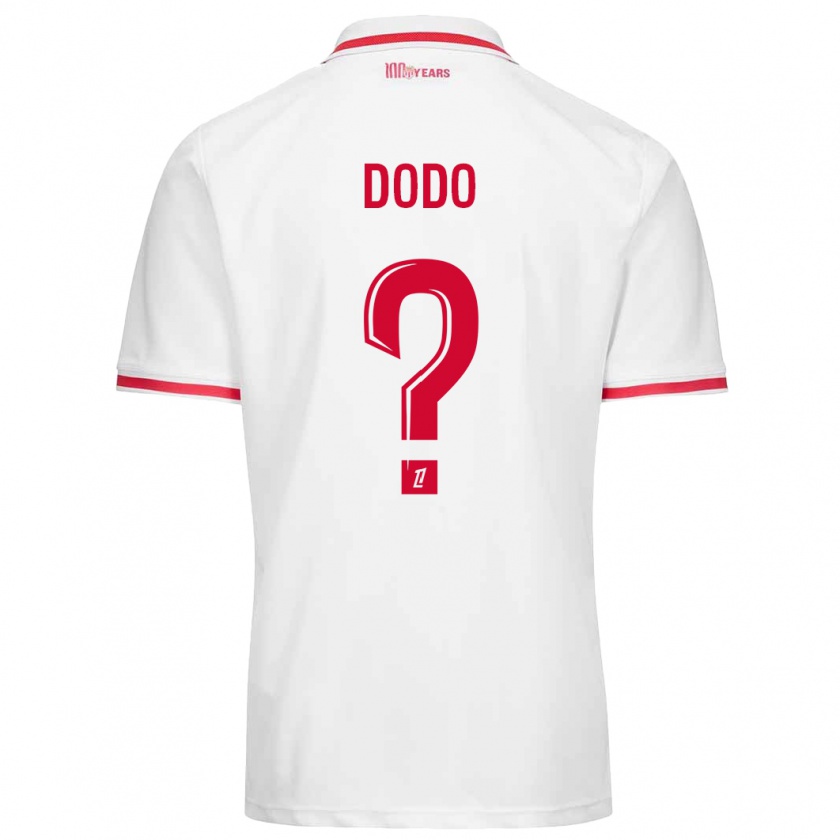 Kandiny Niño Camiseta Yannick Dodo #0 Blanco Rojo 1ª Equipación 2024/25 La Camisa Chile