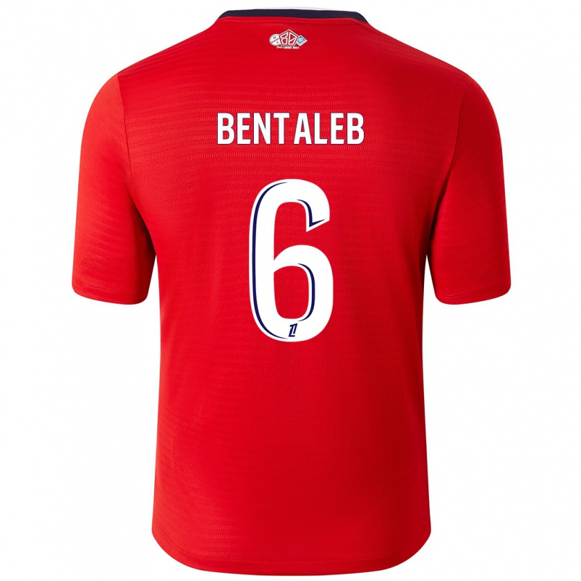 Kandiny Niño Camiseta Nabil Bentaleb #6 Rojo Blanco 1ª Equipación 2024/25 La Camisa Chile