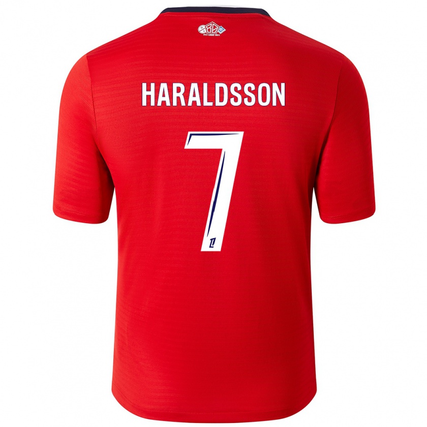 Kandiny Niño Camiseta Hákon Arnar Haraldsson #7 Rojo Blanco 1ª Equipación 2024/25 La Camisa Chile