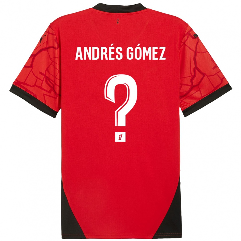 Kandiny Niño Camiseta Carlos Andrés Gómez #0 Rojo Negro 1ª Equipación 2024/25 La Camisa Chile