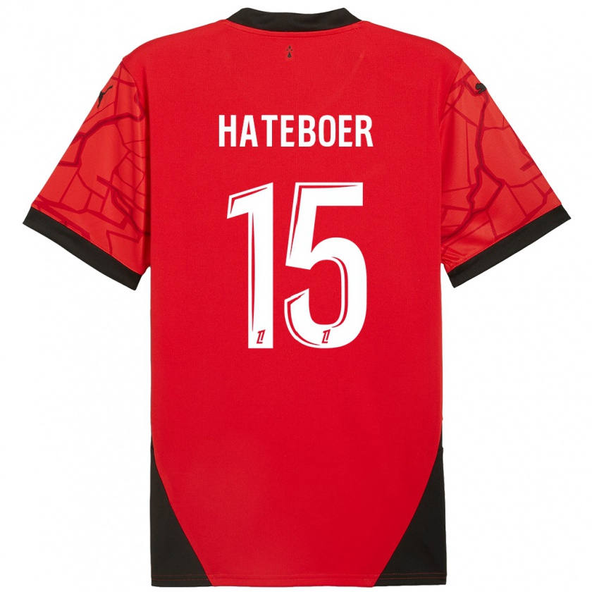 Kandiny Niño Camiseta Hans Hateboer #15 Rojo Negro 1ª Equipación 2024/25 La Camisa Chile