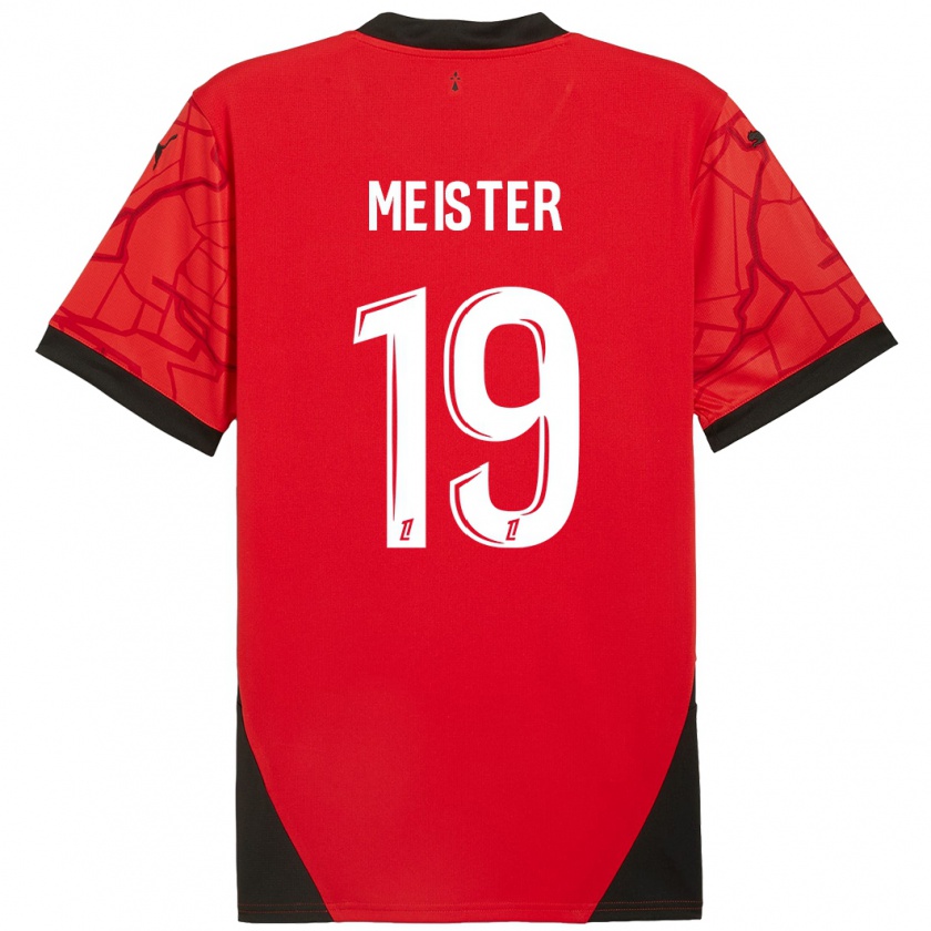 Kandiny Niño Camiseta Henrik Meister #19 Rojo Negro 1ª Equipación 2024/25 La Camisa Chile