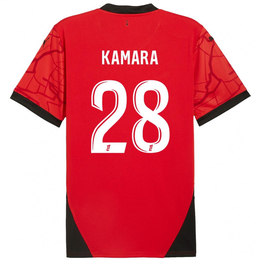 Kandiny Niño Camiseta Glen Kamara #28 Rojo Negro 1ª Equipación 2024/25 La Camisa Chile