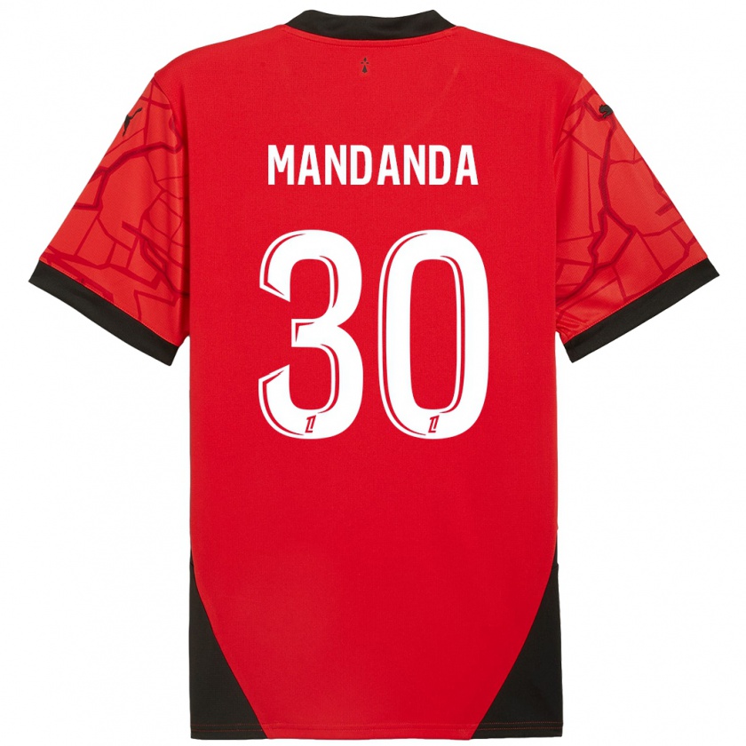 Kandiny Niño Camiseta Steve Mandanda #30 Rojo Negro 1ª Equipación 2024/25 La Camisa Chile