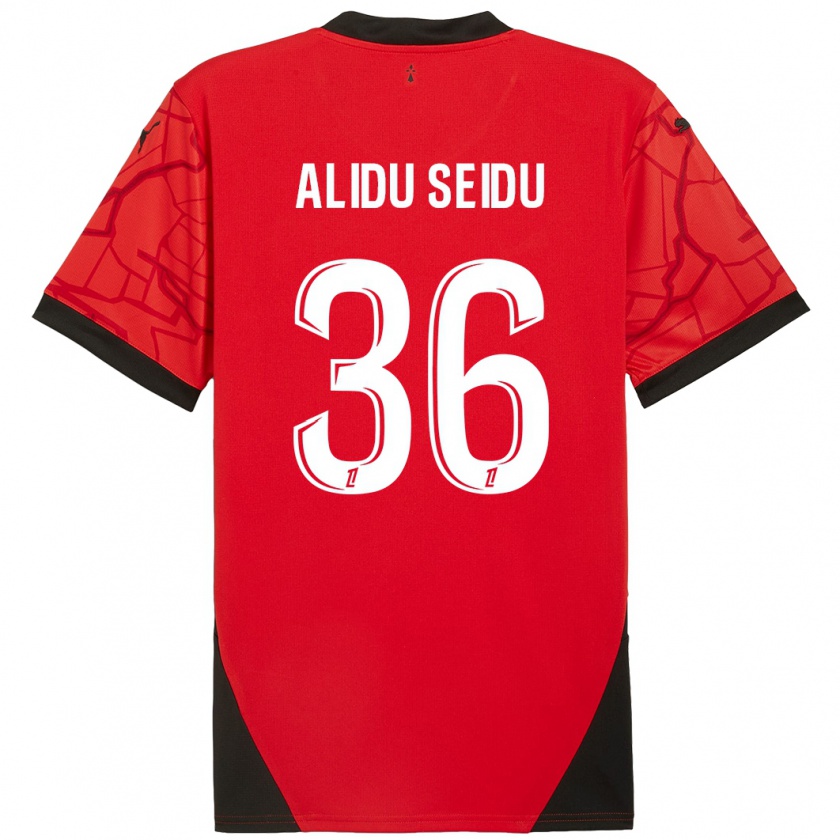 Kandiny Niño Camiseta Alidu Seidu #36 Rojo Negro 1ª Equipación 2024/25 La Camisa Chile