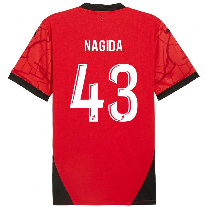 Kandiny Niño Camiseta Mahamadou Nagida #43 Rojo Negro 1ª Equipación 2024/25 La Camisa Chile