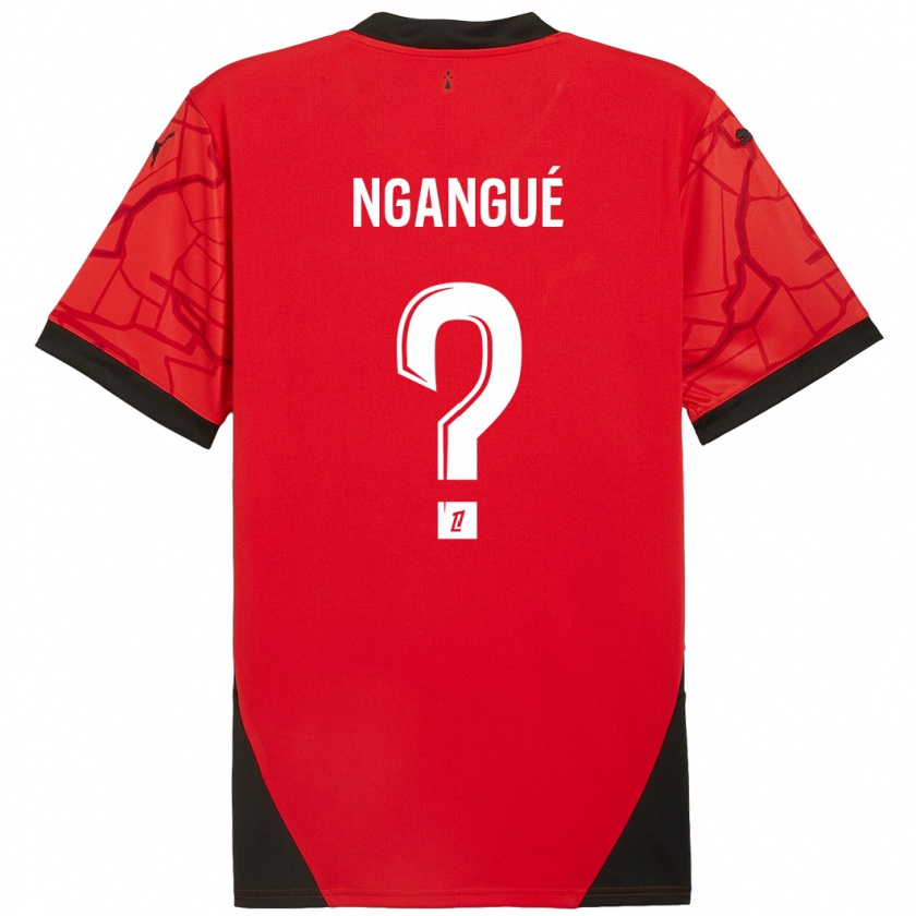 Kandiny Niño Camiseta Maurice Ngangué #0 Rojo Negro 1ª Equipación 2024/25 La Camisa Chile