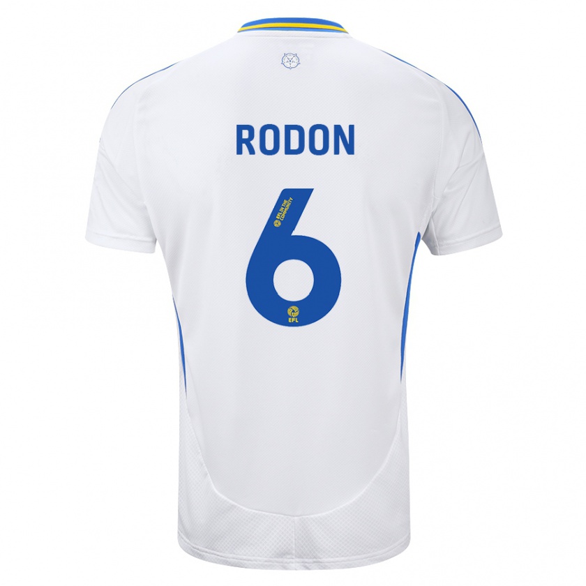 Kandiny Niño Camiseta Joe Rodon #6 Blanco Azul 1ª Equipación 2024/25 La Camisa Chile