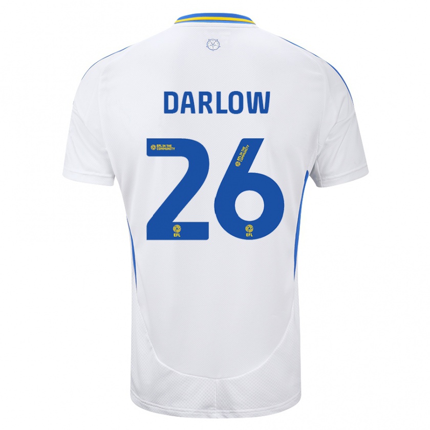 Kandiny Niño Camiseta Karl Darlow #26 Blanco Azul 1ª Equipación 2024/25 La Camisa Chile