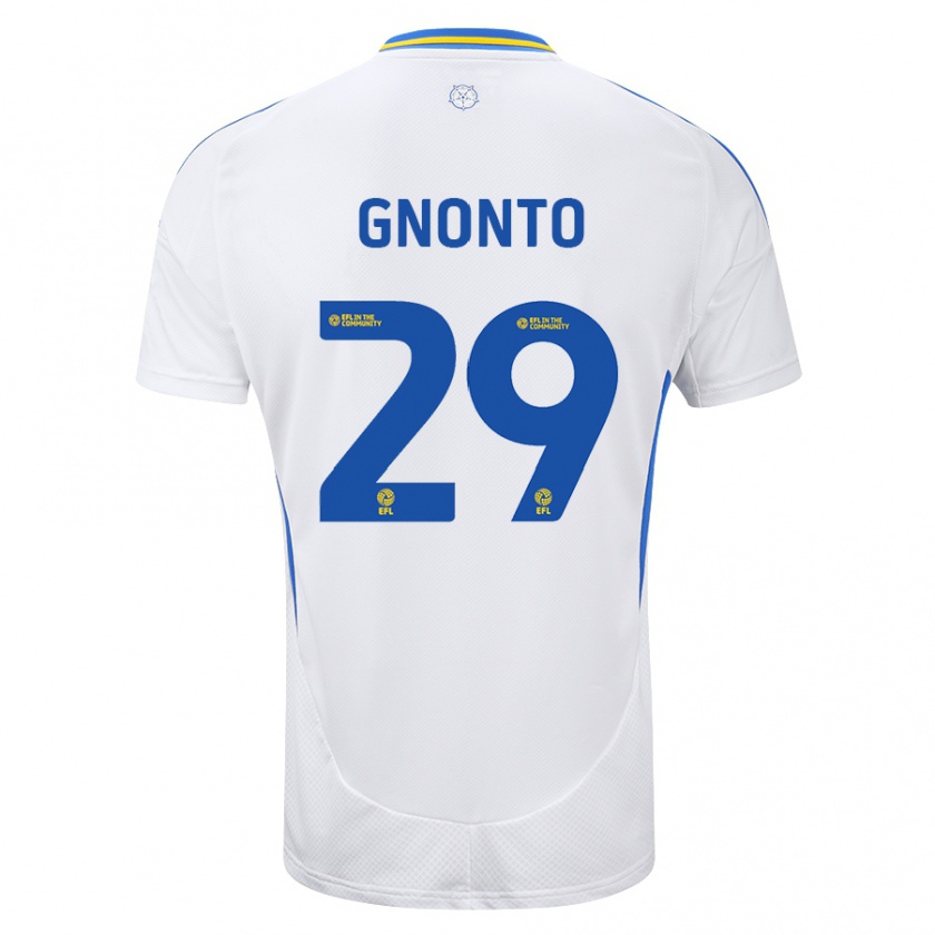 Kandiny Niño Camiseta Wilfried Gnonto #29 Blanco Azul 1ª Equipación 2024/25 La Camisa Chile