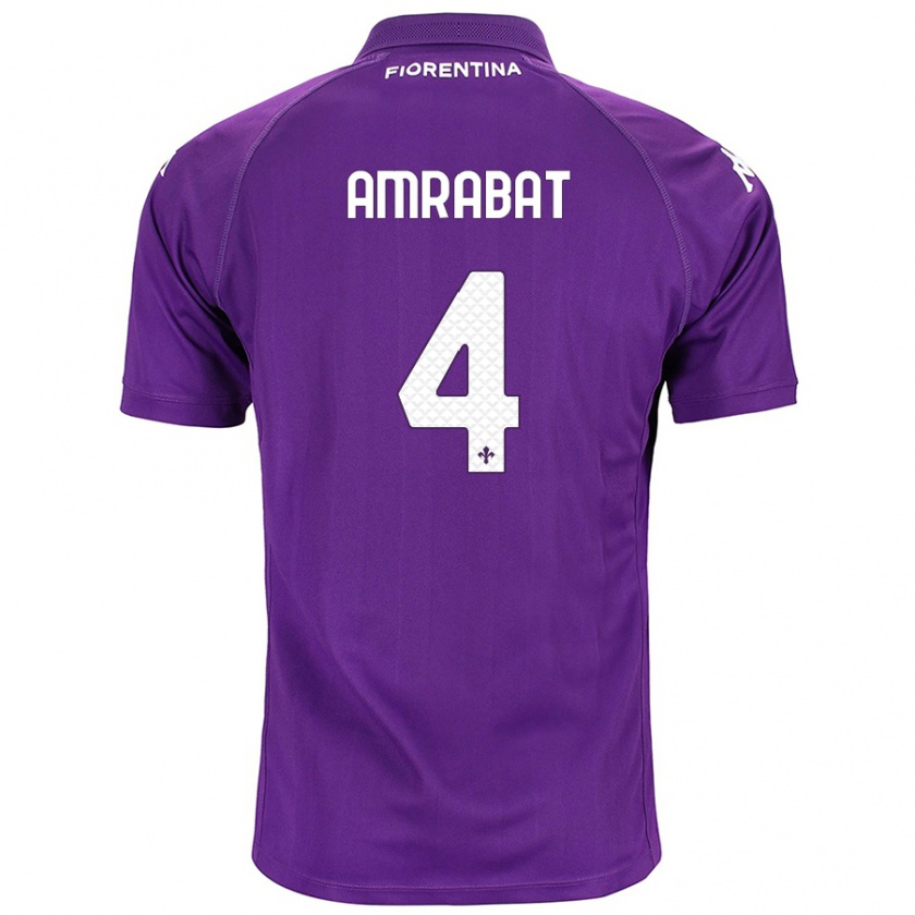 Kandiny Niño Camiseta Sofyan Amrabat #4 Morado 1ª Equipación 2024/25 La Camisa Chile