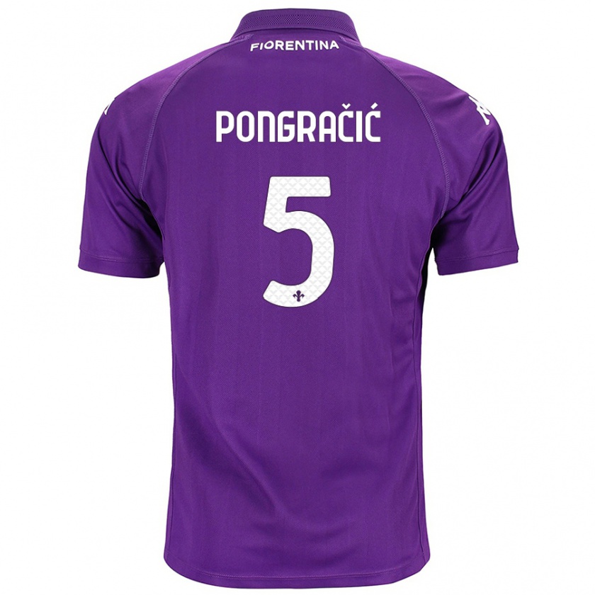 Kandiny Niño Camiseta Marin Pongračić #5 Morado 1ª Equipación 2024/25 La Camisa Chile