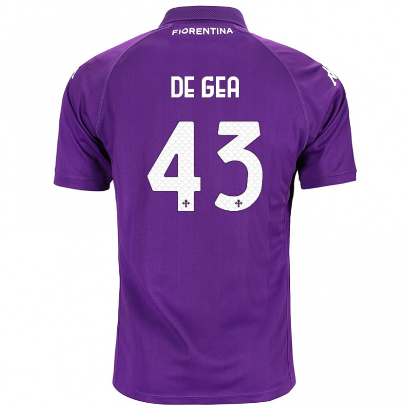 Kandiny Niño Camiseta David De Gea #43 Morado 1ª Equipación 2024/25 La Camisa Chile