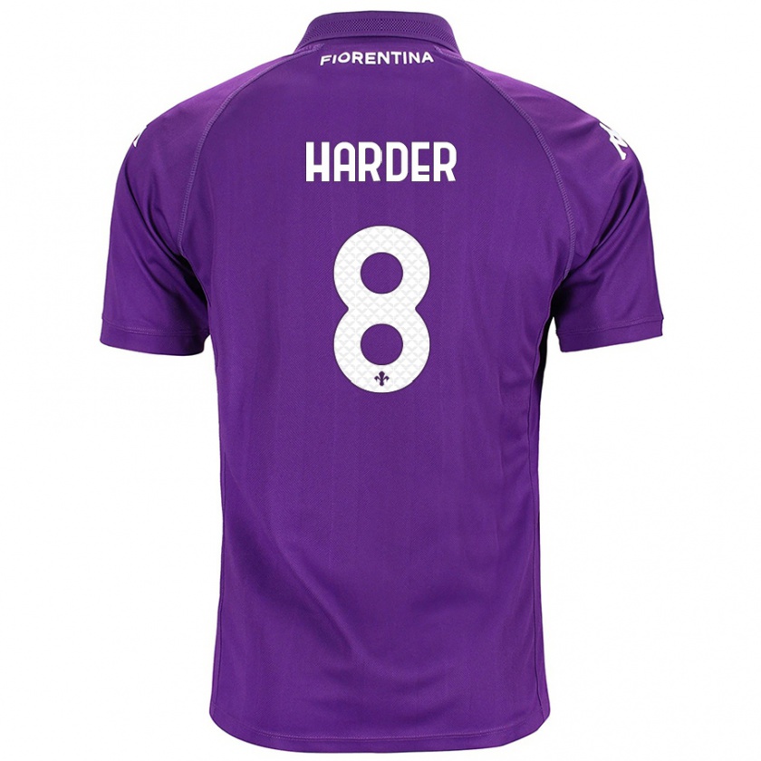 Kandiny Niño Camiseta Jonas Harder #8 Morado 1ª Equipación 2024/25 La Camisa Chile