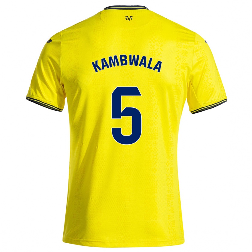 Kandiny Niño Camiseta Willy Kambwala #5 Amarillo Negro 1ª Equipación 2024/25 La Camisa Chile