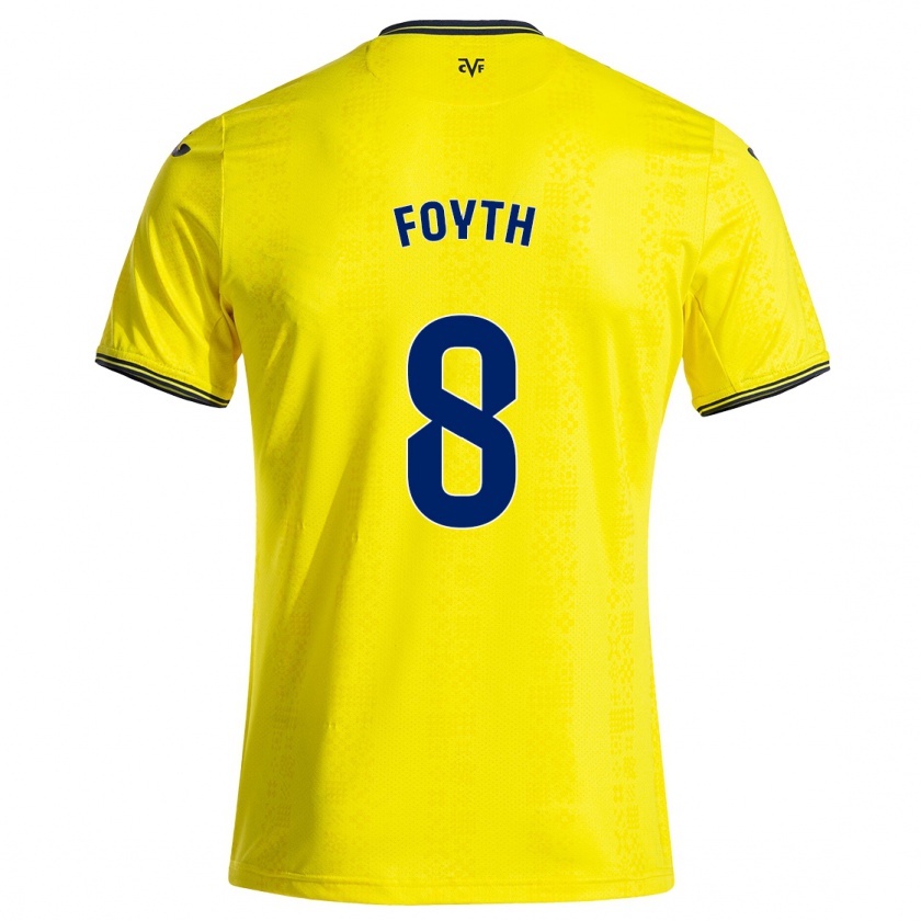 Kandiny Niño Camiseta Juan Foyth #8 Amarillo Negro 1ª Equipación 2024/25 La Camisa Chile