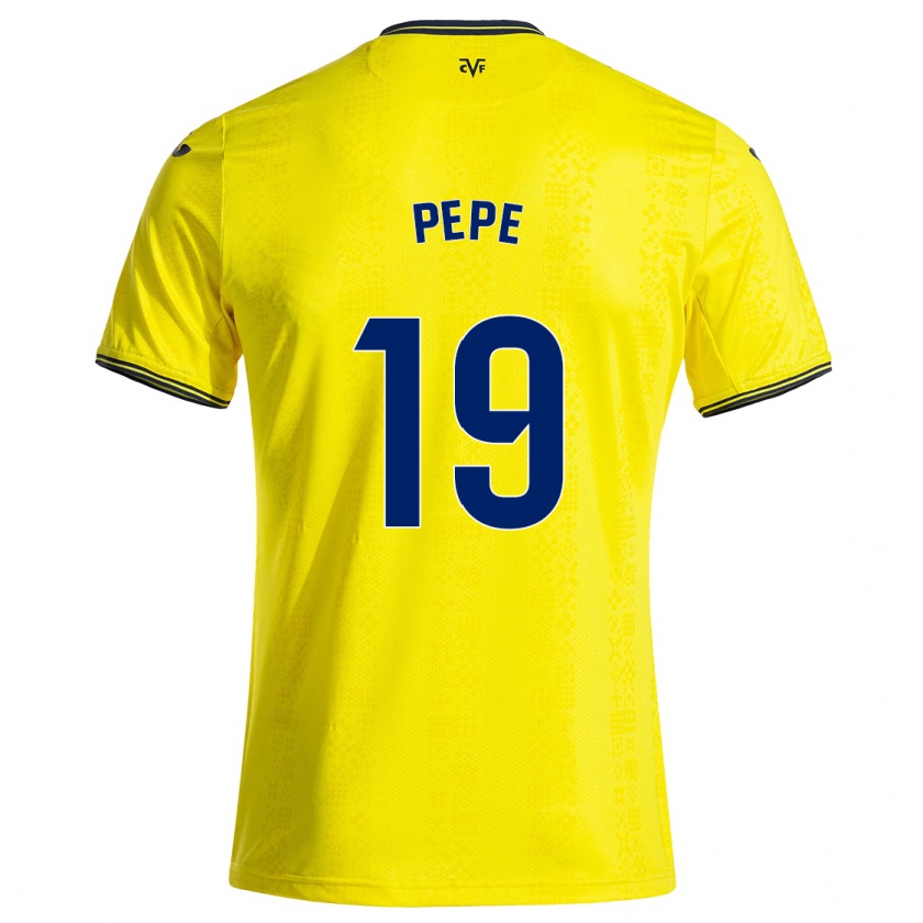 Kandiny Niño Camiseta Nicolas Pépé #19 Amarillo Negro 1ª Equipación 2024/25 La Camisa Chile