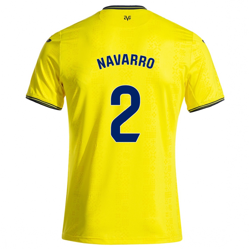 Kandiny Niño Camiseta Pau Navarro #2 Amarillo Negro 1ª Equipación 2024/25 La Camisa Chile