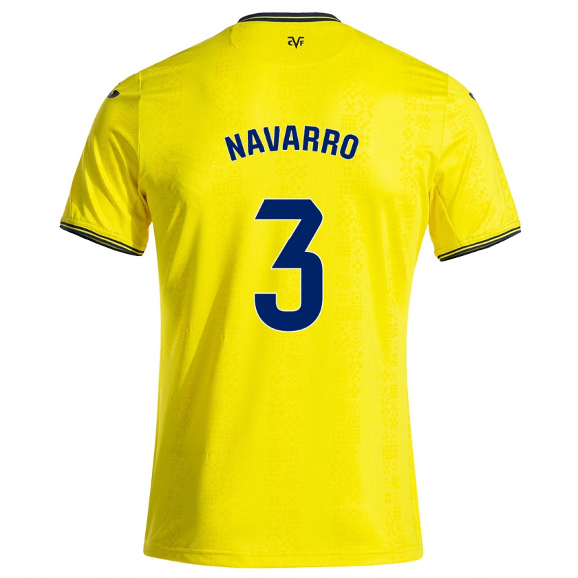 Kandiny Niño Camiseta Pablo Navarro #3 Amarillo Negro 1ª Equipación 2024/25 La Camisa Chile