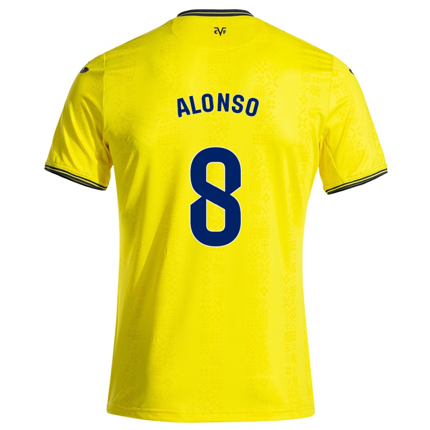 Kandiny Niño Camiseta Rodri Alonso #8 Amarillo Negro 1ª Equipación 2024/25 La Camisa Chile