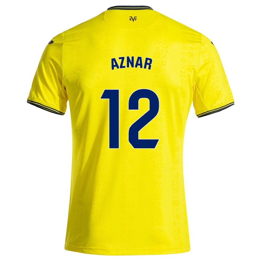 Kandiny Niño Camiseta Javi Aznar #12 Amarillo Negro 1ª Equipación 2024/25 La Camisa Chile