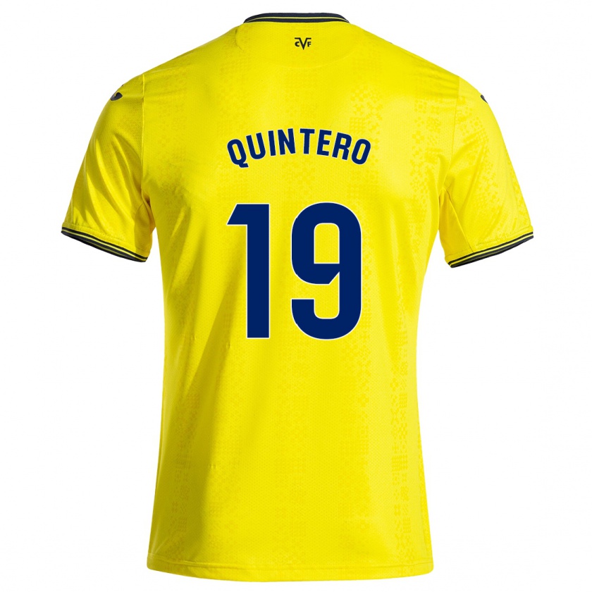 Kandiny Niño Camiseta Luis Quintero #19 Amarillo Negro 1ª Equipación 2024/25 La Camisa Chile