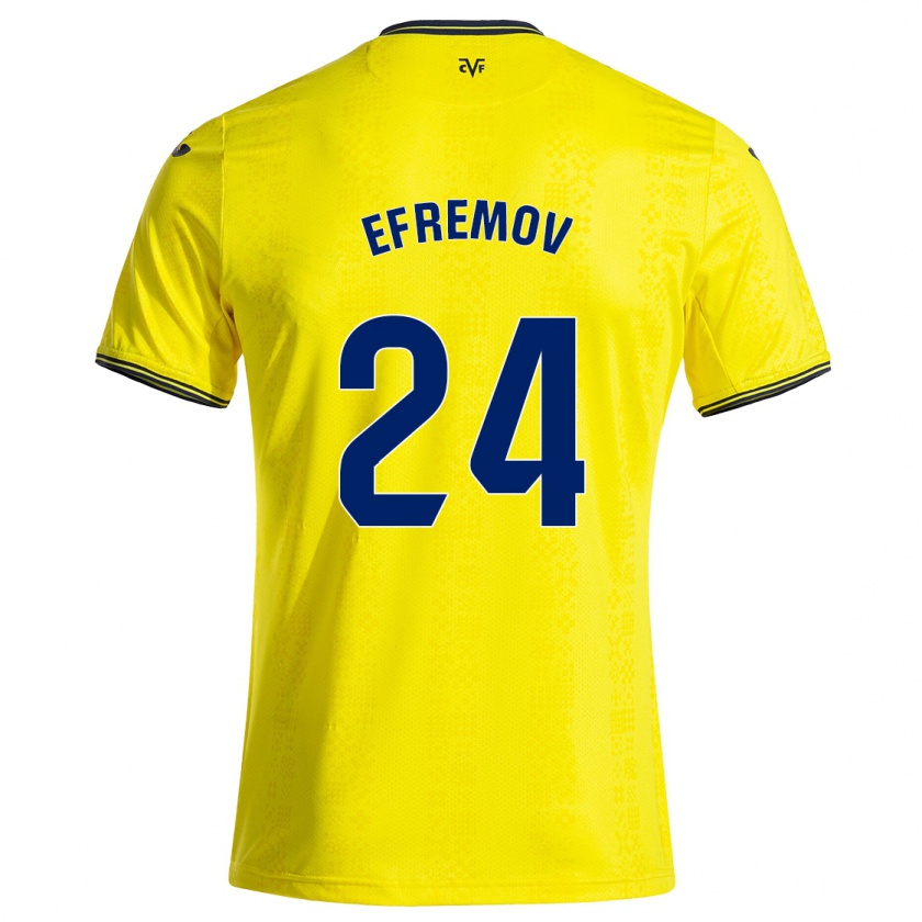 Kandiny Niño Camiseta Anton Efremov #24 Amarillo Negro 1ª Equipación 2024/25 La Camisa Chile