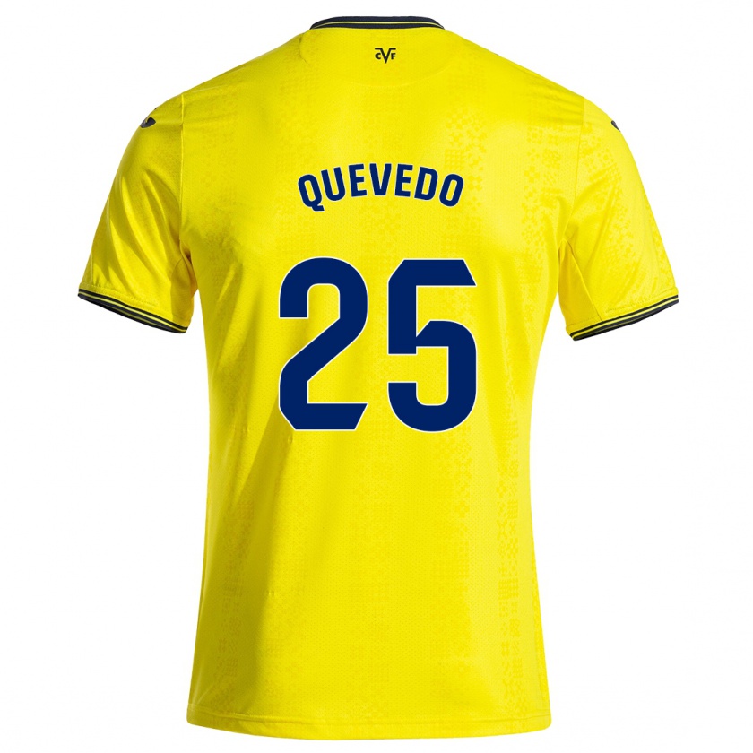 Kandiny Niño Camiseta Alex Quevedo #25 Amarillo Negro 1ª Equipación 2024/25 La Camisa Chile