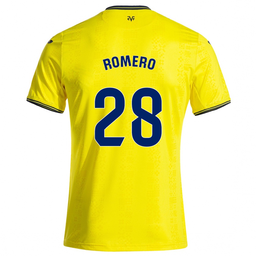 Kandiny Niño Camiseta María Romero #28 Amarillo Negro 1ª Equipación 2024/25 La Camisa Chile