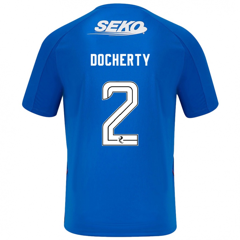 Kandiny Niño Camiseta Nicola Docherty #2 Azul Oscuro 1ª Equipación 2024/25 La Camisa Chile