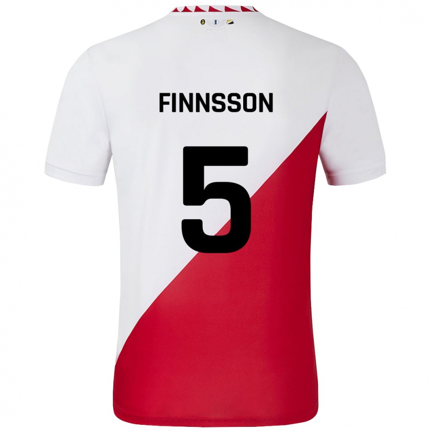 Kandiny Niño Camiseta Kolbeinn Finnsson #5 Blanco Rojo 1ª Equipación 2024/25 La Camisa Chile