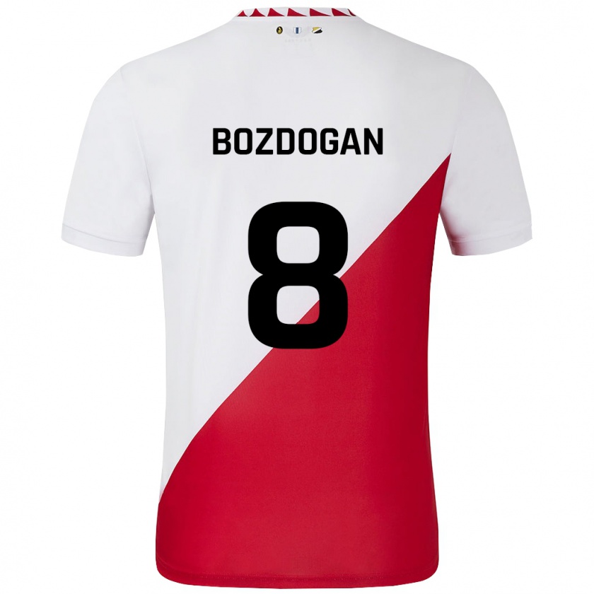 Kandiny Niño Camiseta Can Bozdogan #8 Blanco Rojo 1ª Equipación 2024/25 La Camisa Chile