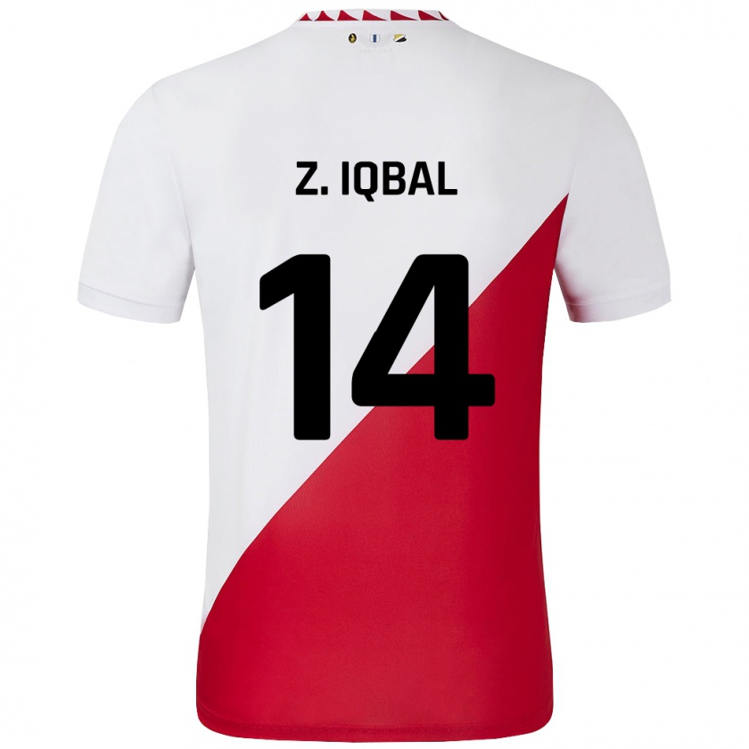 Kandiny Niño Camiseta Zidane Iqbal #14 Blanco Rojo 1ª Equipación 2024/25 La Camisa Chile