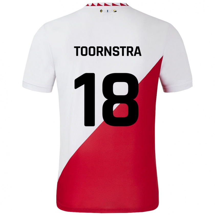 Kandiny Niño Camiseta Jens Toornstra #18 Blanco Rojo 1ª Equipación 2024/25 La Camisa Chile