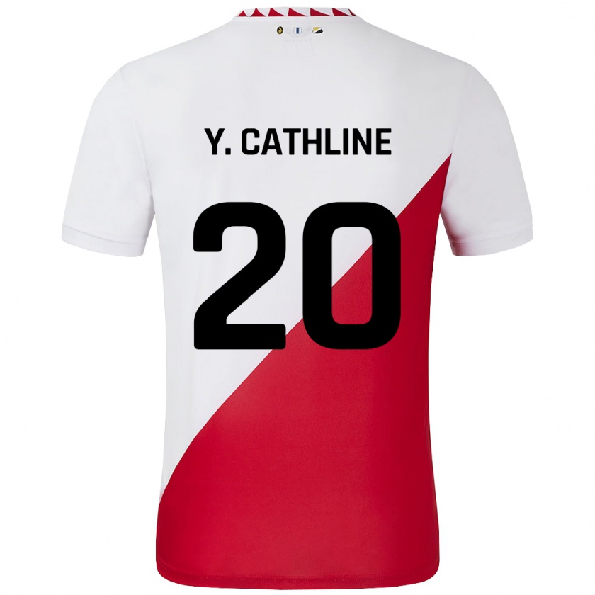 Kandiny Niño Camiseta Yoann Cathline #20 Blanco Rojo 1ª Equipación 2024/25 La Camisa Chile