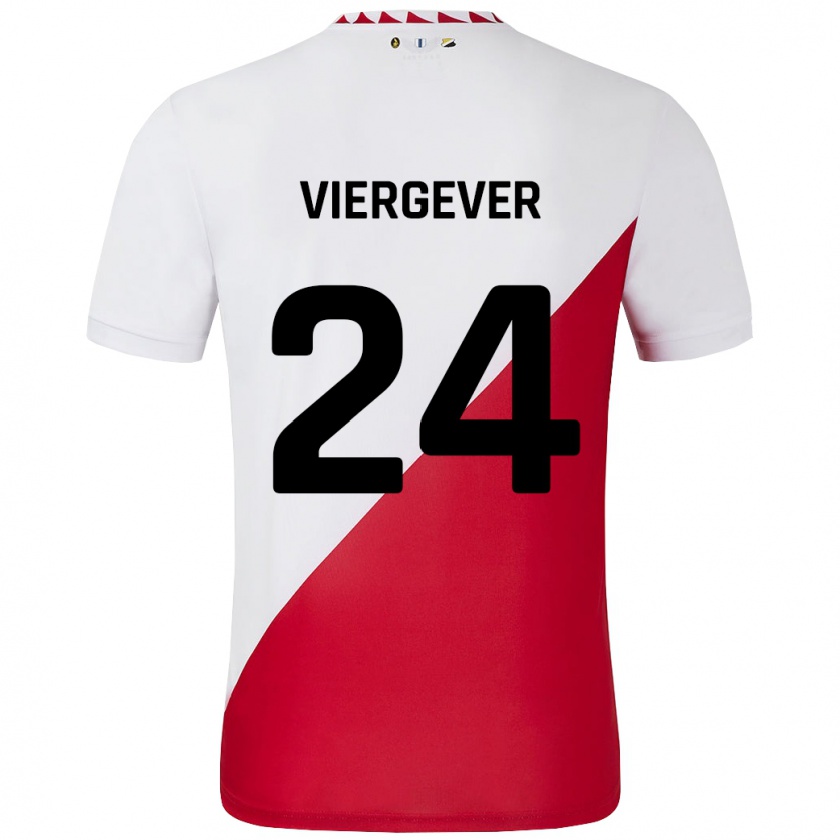 Kandiny Niño Camiseta Nick Viergever #24 Blanco Rojo 1ª Equipación 2024/25 La Camisa Chile