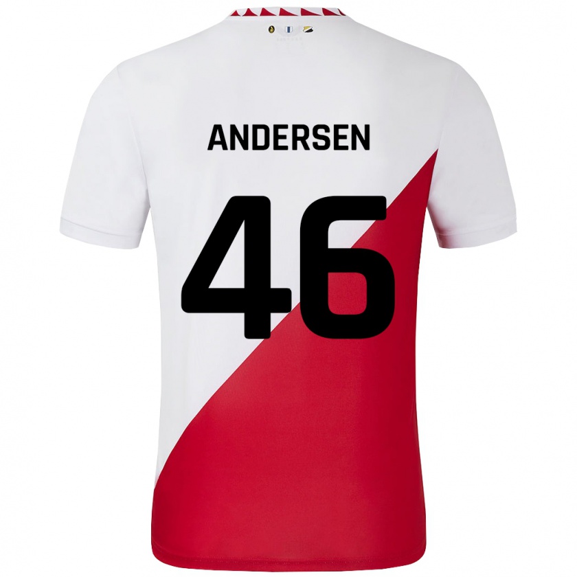 Kandiny Niño Camiseta Silas Andersen #46 Blanco Rojo 1ª Equipación 2024/25 La Camisa Chile